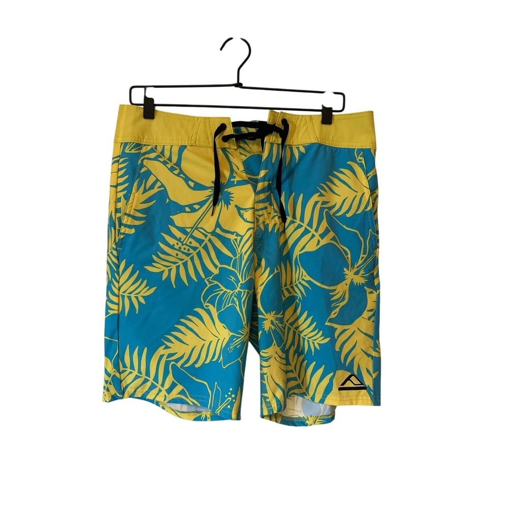 Reef Blue and Yellow Floral Board Shorts – Men's Size 32 Swimming, Beach, Summer